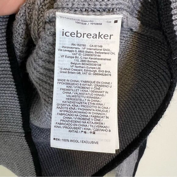 Icebreaker 1/2 Zip Merino Wool Lodge Sweater Womens Medium Grey Ribbed Knit - Picture 9 of 10
